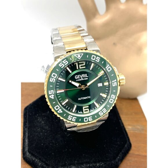 Gevril Men's Watch 46703 Riverside Swiss Automatic Green Dial Two Tone 43mm - Picture 13 of 14